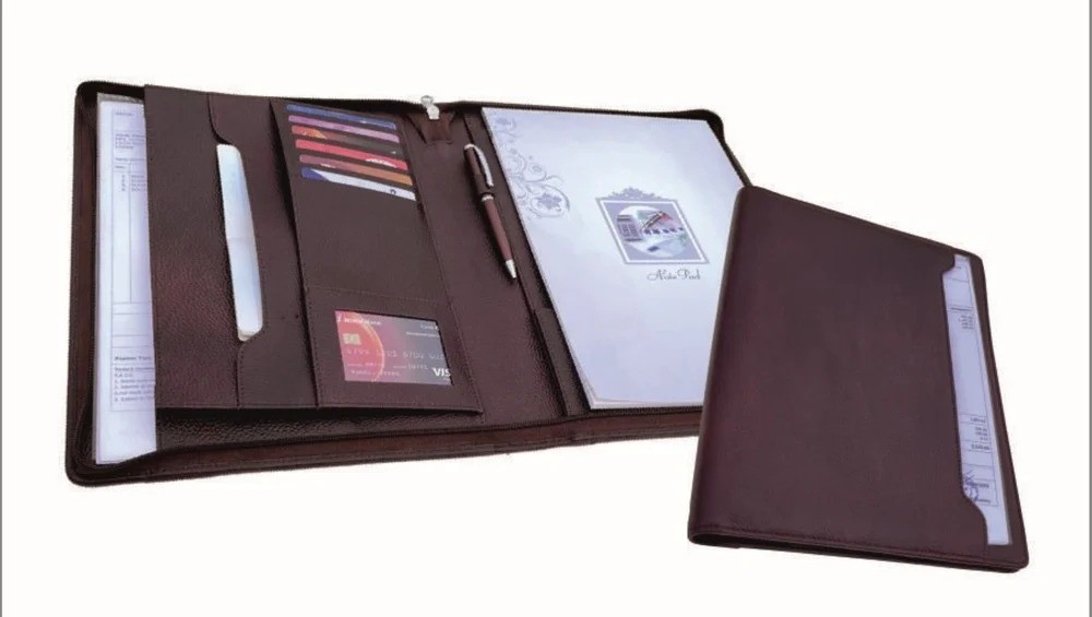 Executive Leather Conference Folder with Zipper Closure